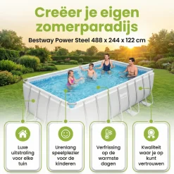 Bestway power steel 488x244x122cm zwembad – 5-delig