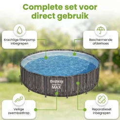 Bestway steel pro max 427x107cm zwembad hout – 5-delig