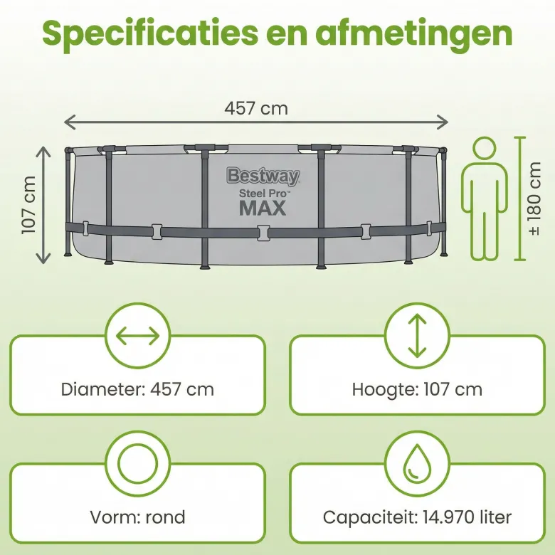 Bestway steel pro max 457x107cm zwembad – 5-delig