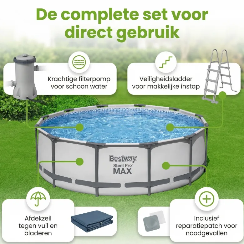 Bestway steel pro max 457x107cm zwembad – 5-delig