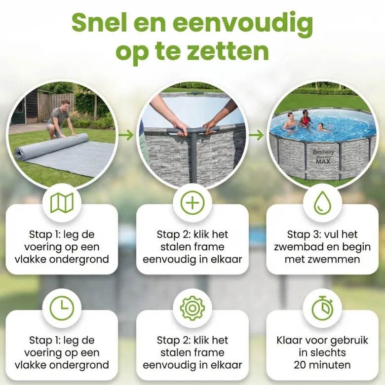 Bestway steel pro max 427x122cm zwembad steen – 5-delig