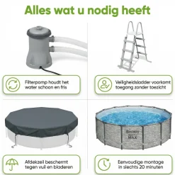 Bestway steel pro max 427x122cm zwembad steen – 5-delig