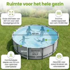 Bestway steel pro max 427x122cm zwembad steen – 5-delig