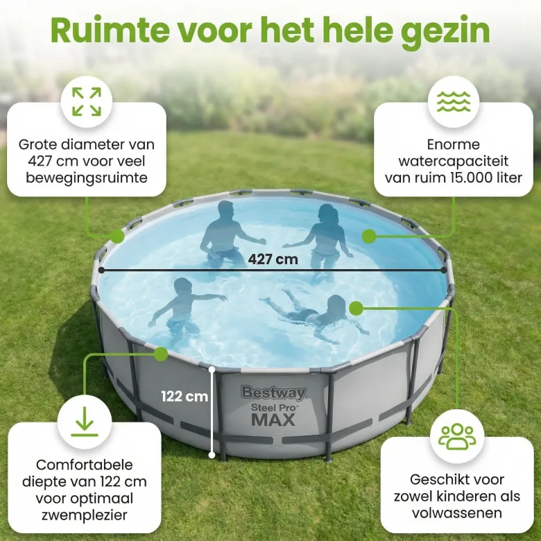 Bestway steel pro max 427x122cm zwembad steen – 5-delig