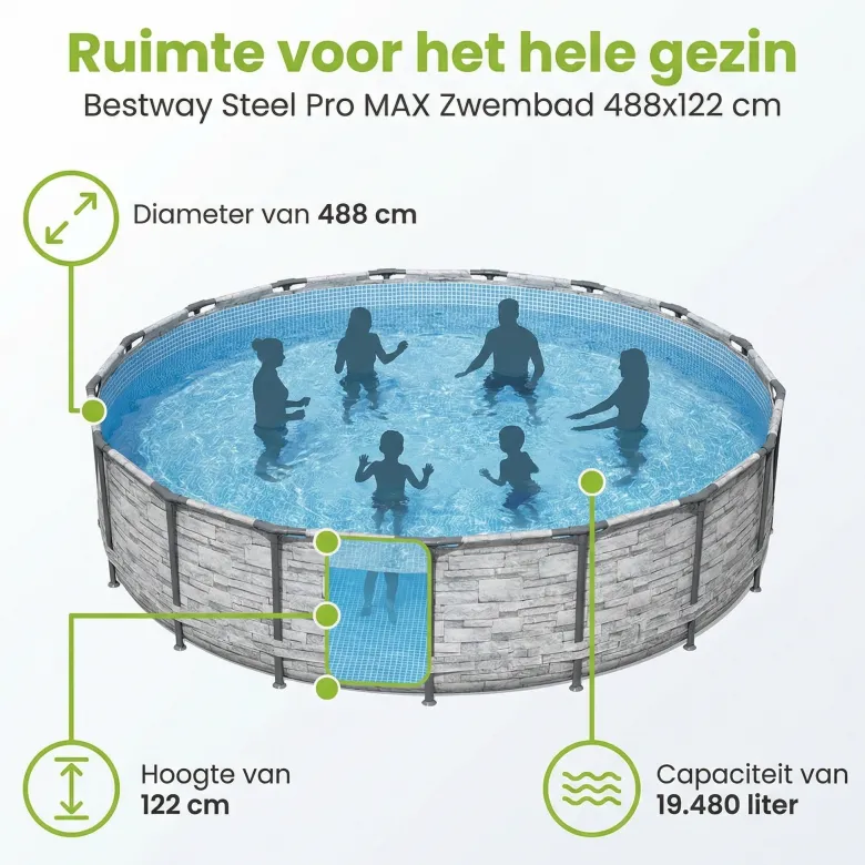 Bestway Steel Pro MAX 488x122cm Zwembad – 5-delig