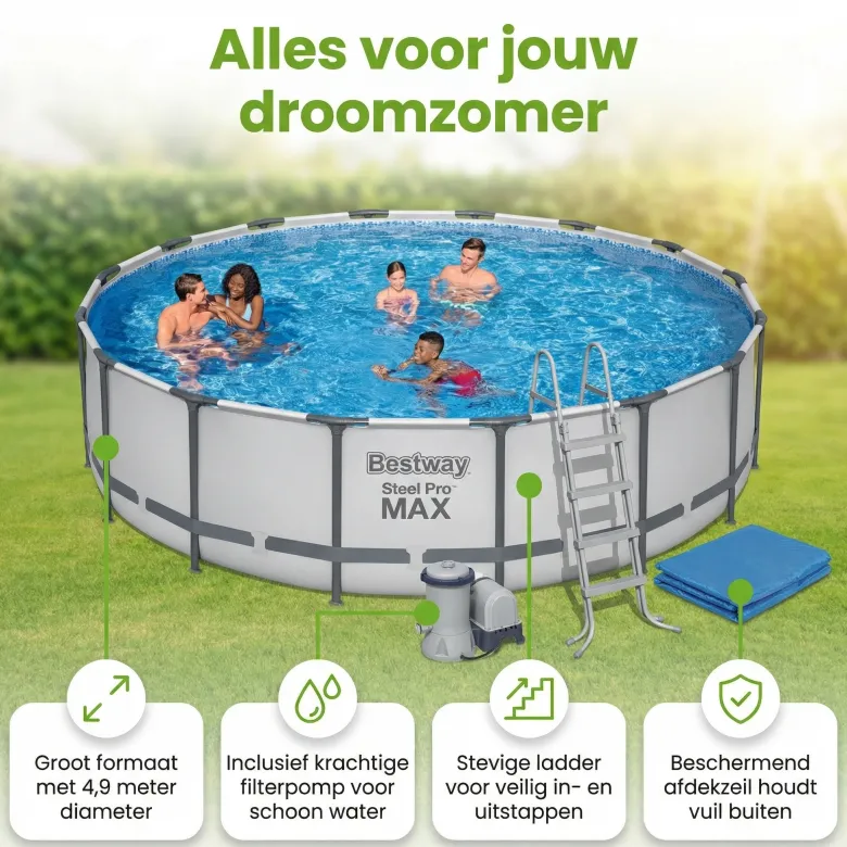 Bestway steel pro max 488x122cm zwembad – 5-delig