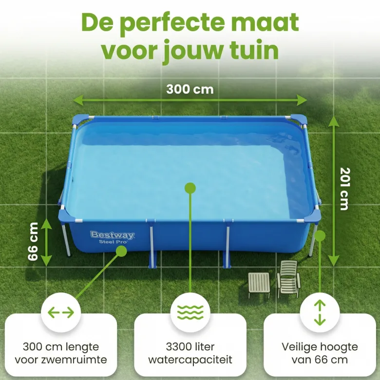 Bestway steel pro 300x201x66cm zwembad – 3-delig