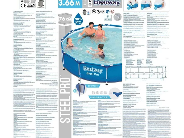 Bestway Steel Pro Zwembad - Ø 366 x 76 cm met filterpomp