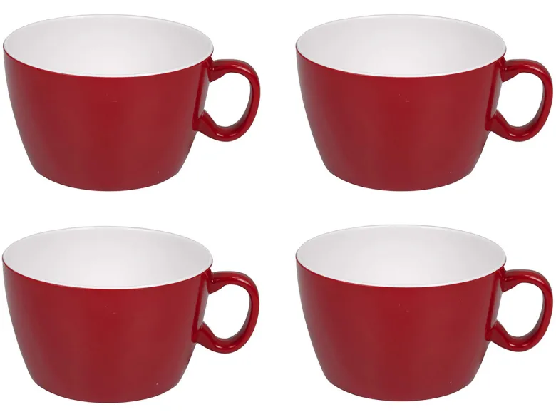 Bo-Camp Two-Tone Set van 4 melamine soepkommen - Red