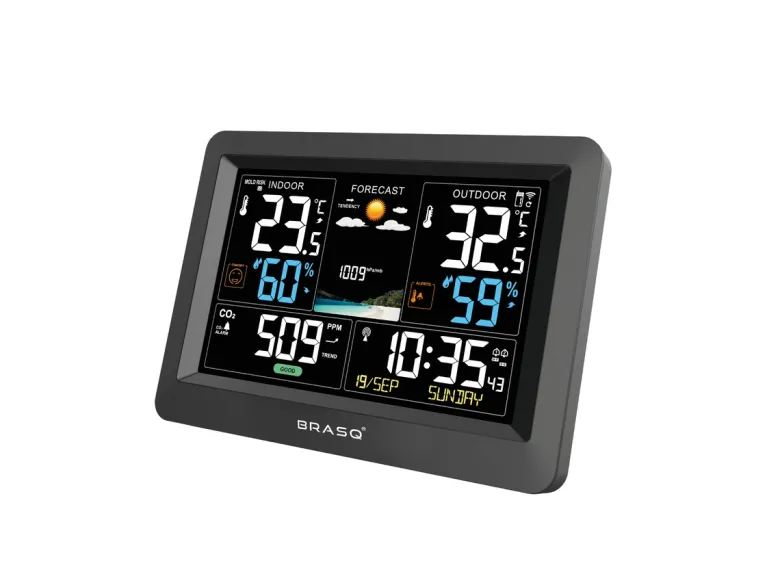 BRASQ CO2 Binnen en buiten Weerstation - Black
