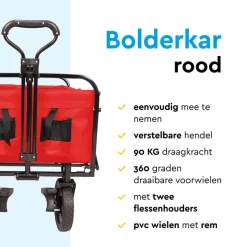 BRASQ 100 Liter opvouwbare bolderkar - Red
