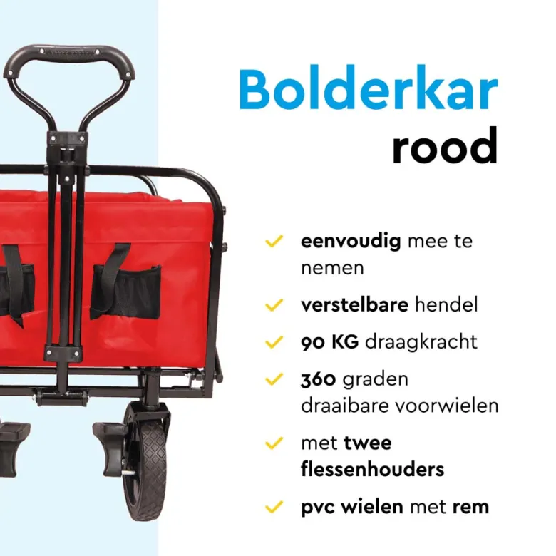 BRASQ 100 Liter opvouwbare bolderkar - Red