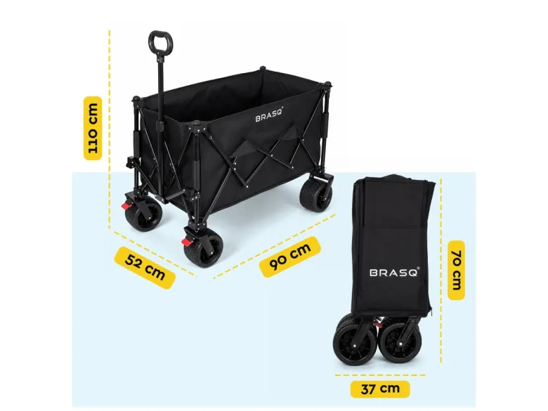 BRASQ 165 liter opvouwbare bolderkar - Black