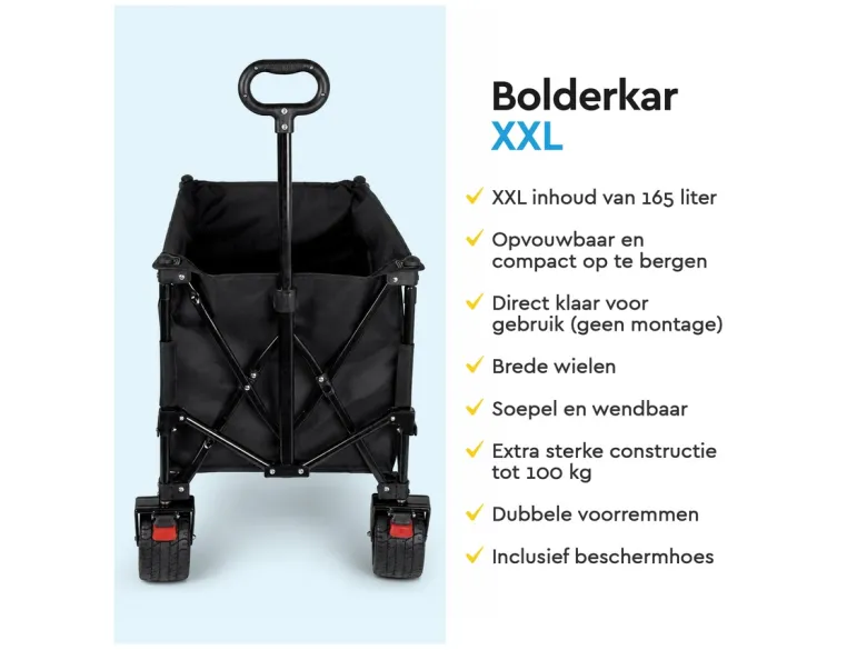 BRASQ 165 liter opvouwbare bolderkar - Black