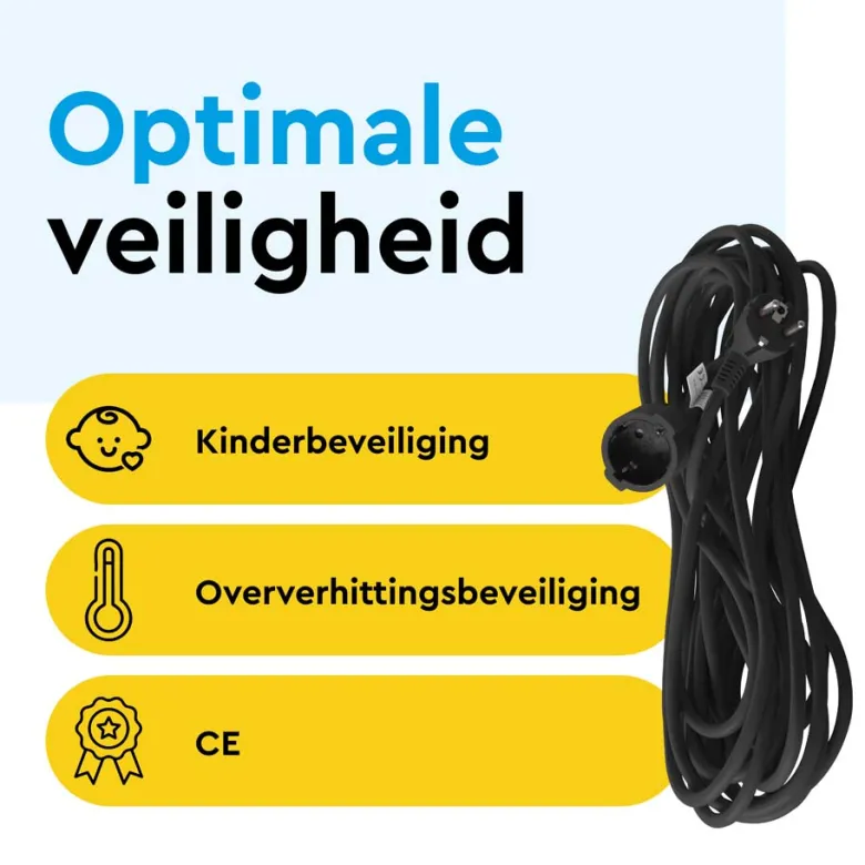 BRASQ 30 meter verlengsnoer met randaarde - Black