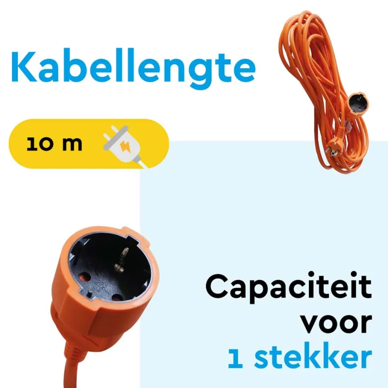 BRASQ 10 meter verlengsnoer met randaarde - Orange