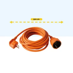 BRASQ 5 meter verlengsnoer met randaarde - Orange