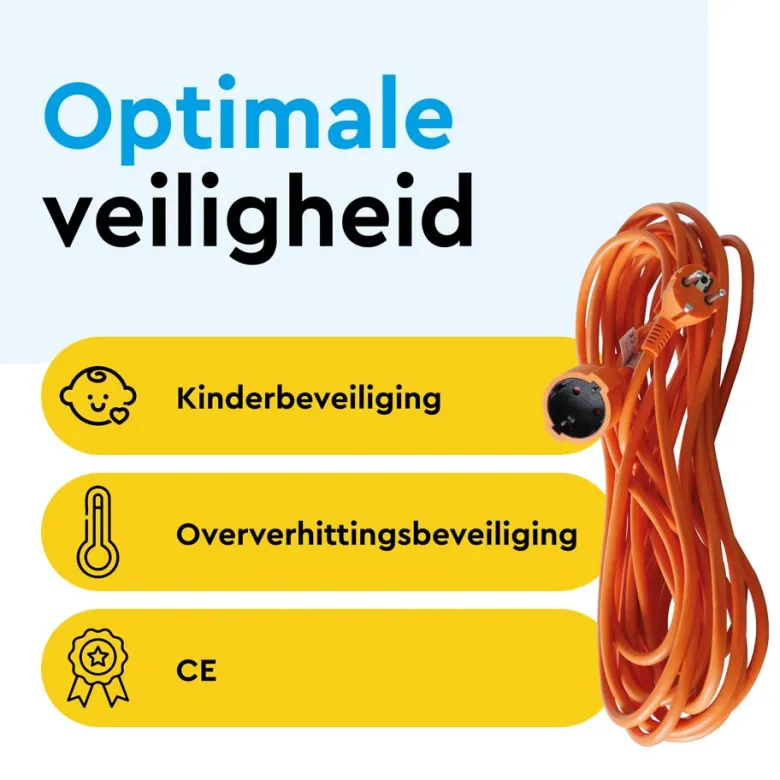 BRASQ 5 meter verlengsnoer met randaarde - Orange