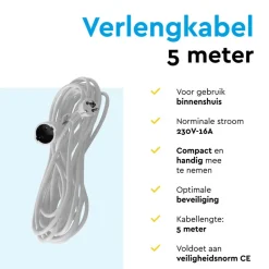 BRASQ 5 meter Verlengsnoer met randaarde - White