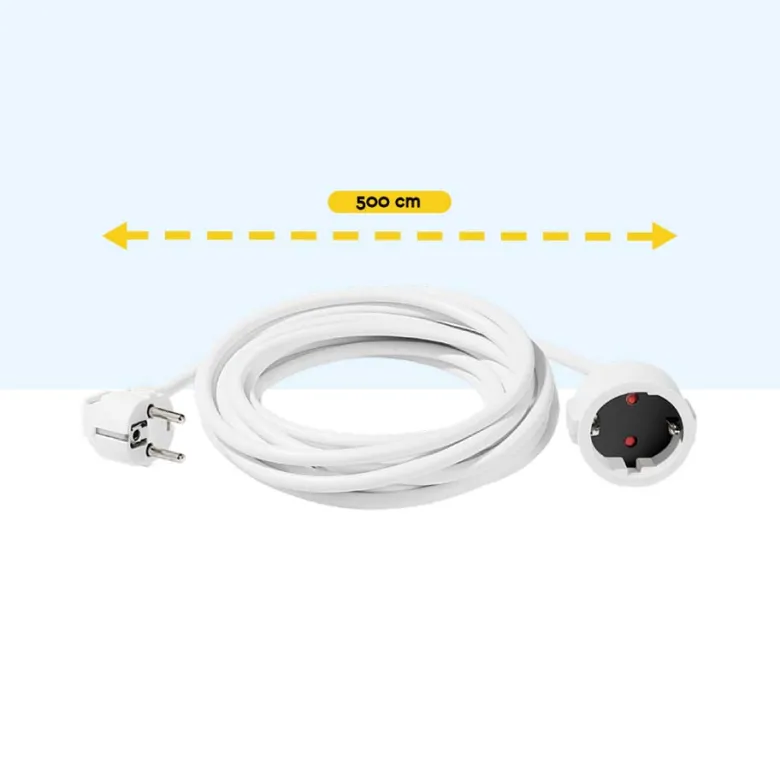 BRASQ 5 meter Verlengsnoer met randaarde - White