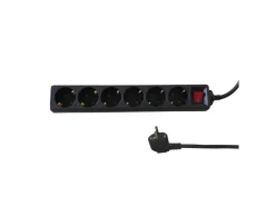 BRASQ 5 meter 6-voudige stekkerdoos met schakelaar - Black