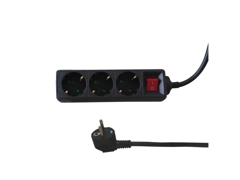 BRASQ 1,4 meter 3-voudige stekkerdoos met schakelaar - Black