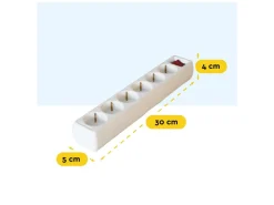 BRASQ 3 meter 6-voudige stekkerdoos met schakelaar - White