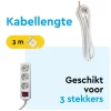 BRASQ 3 meter 3-voudige stekkerdoos met schakelaar - White