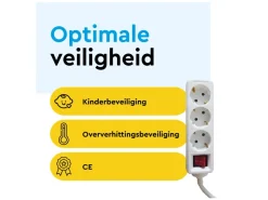 BRASQ 3 meter 3-voudige stekkerdoos met schakelaar - White
