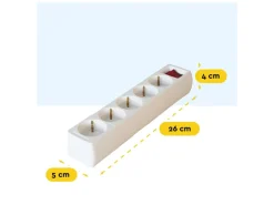 BRASQ 1,4 meter 5-voudige Stekkerdoos met schakelaar - White