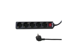 BRASQ 3 meter 5-voudige stekkerdoos met schakelaar - Black