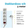 BRASQ 3 meter 4-voudige stekkerdoos met schakelaar - White