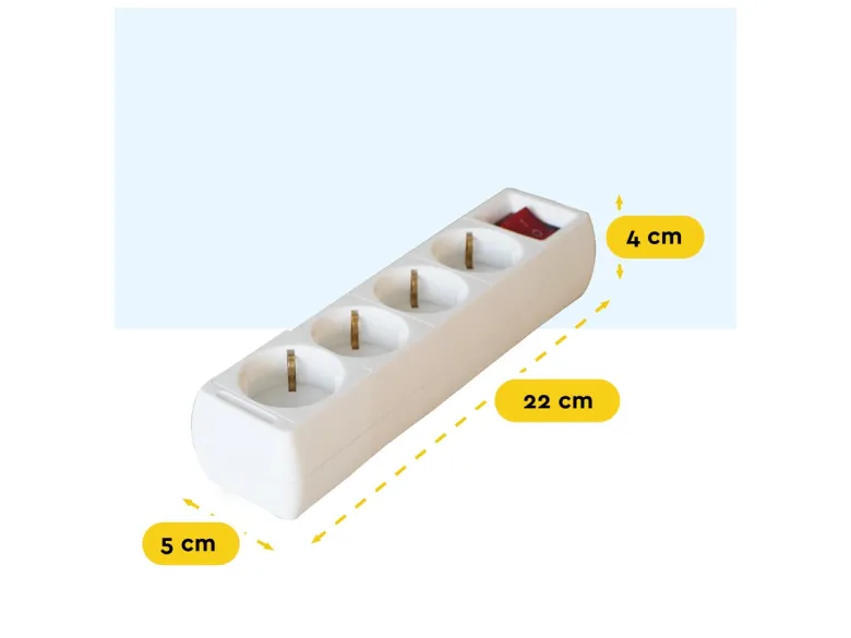BRASQ 3 meter 4-voudige stekkerdoos met schakelaar - White