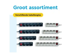 BRASQ 3 meter 5-voudige stekkerdoos met schakelaar - White