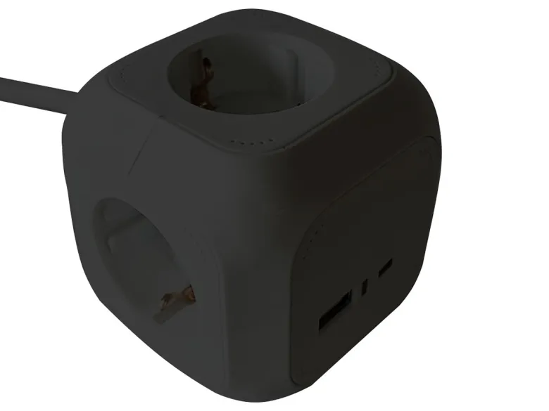 BRASQ Powercube stekkerdoos met USB - Black