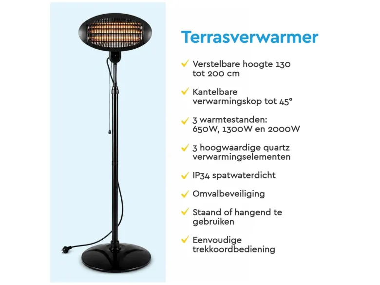 BRASQ staande terrasverwarmer - 2000 Watt