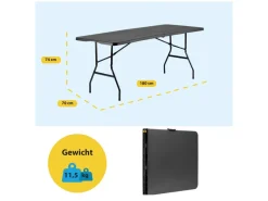 BRASQ 180 x 70 cm camping vouwtafel - Black