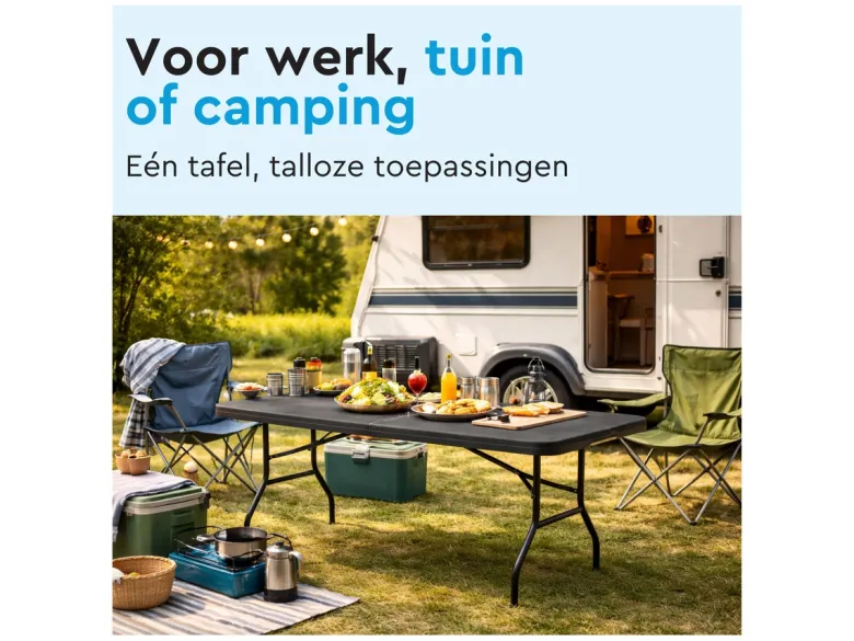 BRASQ 180 x 70 cm camping vouwtafel - Black