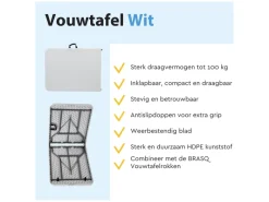 Brasq 180 x 70 m camping vouwtafel - White