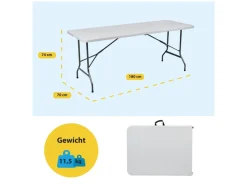 Brasq 180 x 70 m camping vouwtafel - White