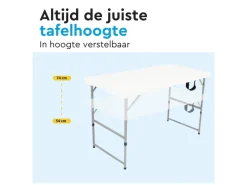 BRASQ 120 x 60 x 74 cm camping vouwtafel - White