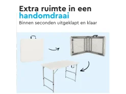 BRASQ 120 x 60 x 74 cm camping vouwtafel - White