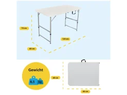 BRASQ 120 x 60 x 74 cm camping vouwtafel - White