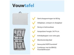 BRASQ 120 x 60 x 74 cm camping vouwtafel - White