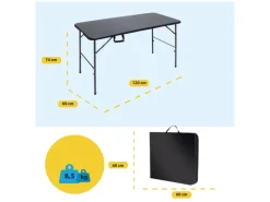 Brasq 120x60x74cm camping vouwtafel - black