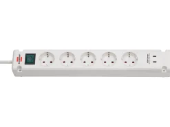 Brennenstuhl Bremounta stekkerdoos met 2 USB-C laadaansluitingen - White