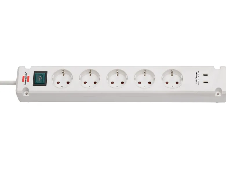 Brennenstuhl Bremounta stekkerdoos met 2 USB-C laadaansluitingen - White