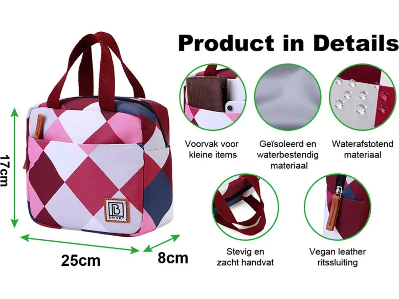 Brisby 4-laags geïsoleerde 4 liter koeltas - Blok Rose