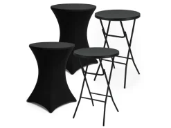 Brixy 80 x 110 cm Black inklapbare statafels met rok - Set van 2