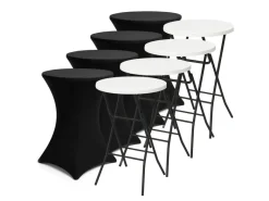 Brixy 80 x 110 cm White inklapbare statafel met rok – Set van 4